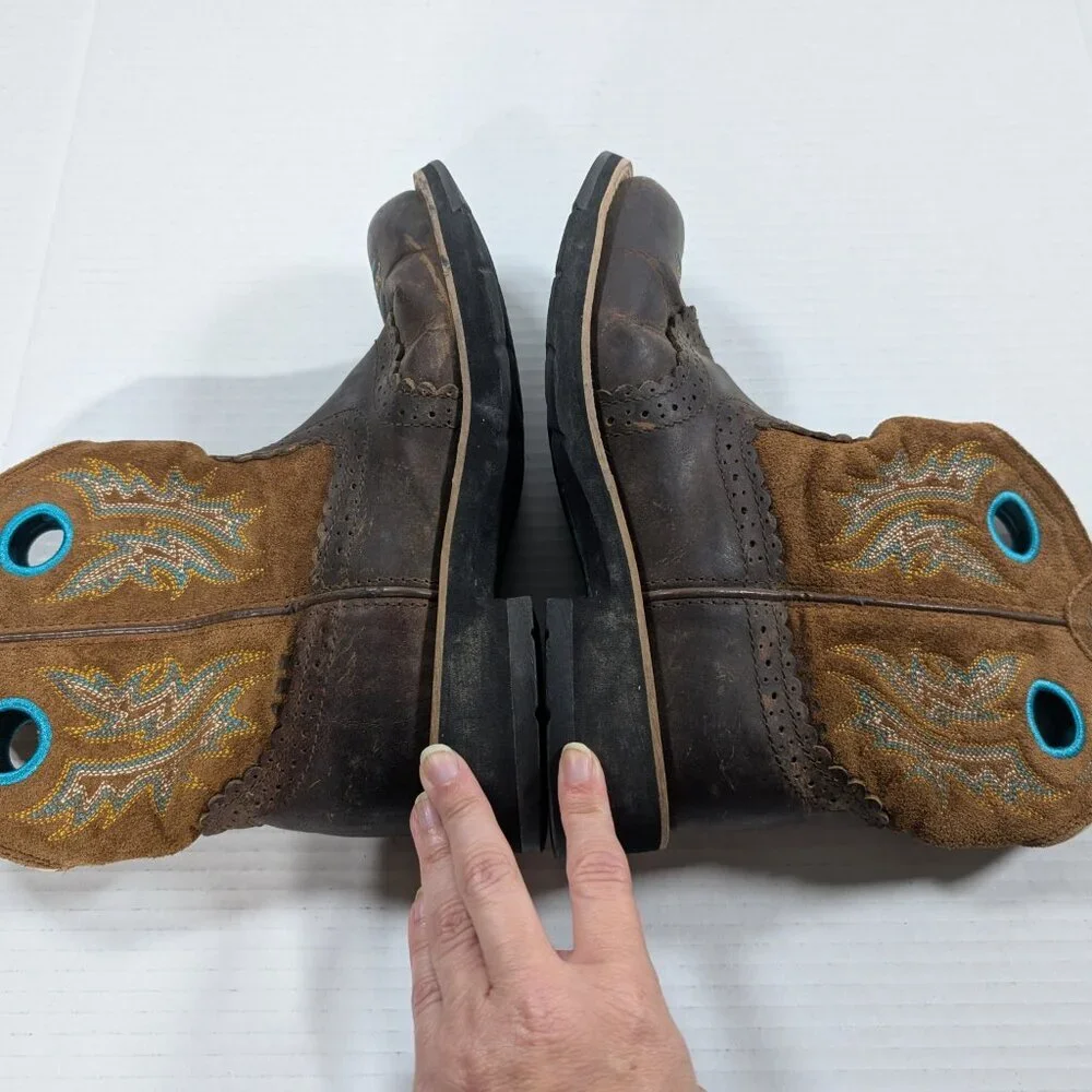 Ariat Fatbaby 6.5 Brown and Turquoise Cowgirl Western Boots Festival